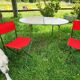 Ensemble table et duo chaises pliantes camping vintage 1970