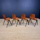 Ensemble de 4 chaises Galvanitas S22 chêne Pays-Bas années 70
