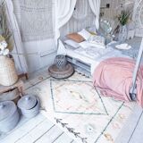 Berber carpet 120 x 170 cm white colorful patterns