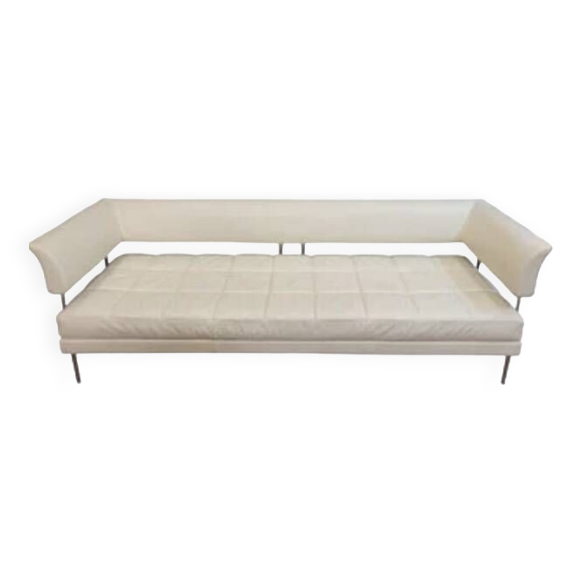 Poltrona Frau cream leather sofa by Luca Scacchetti Leather bench