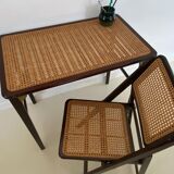 Set small desk and its chair in cannage 60s