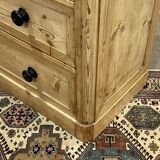 Commode Victorienne XIXème en sapin avec ses boutons en bois noirci
