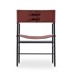 Classic bar stool with cognac leather backrest and black rubber metal.