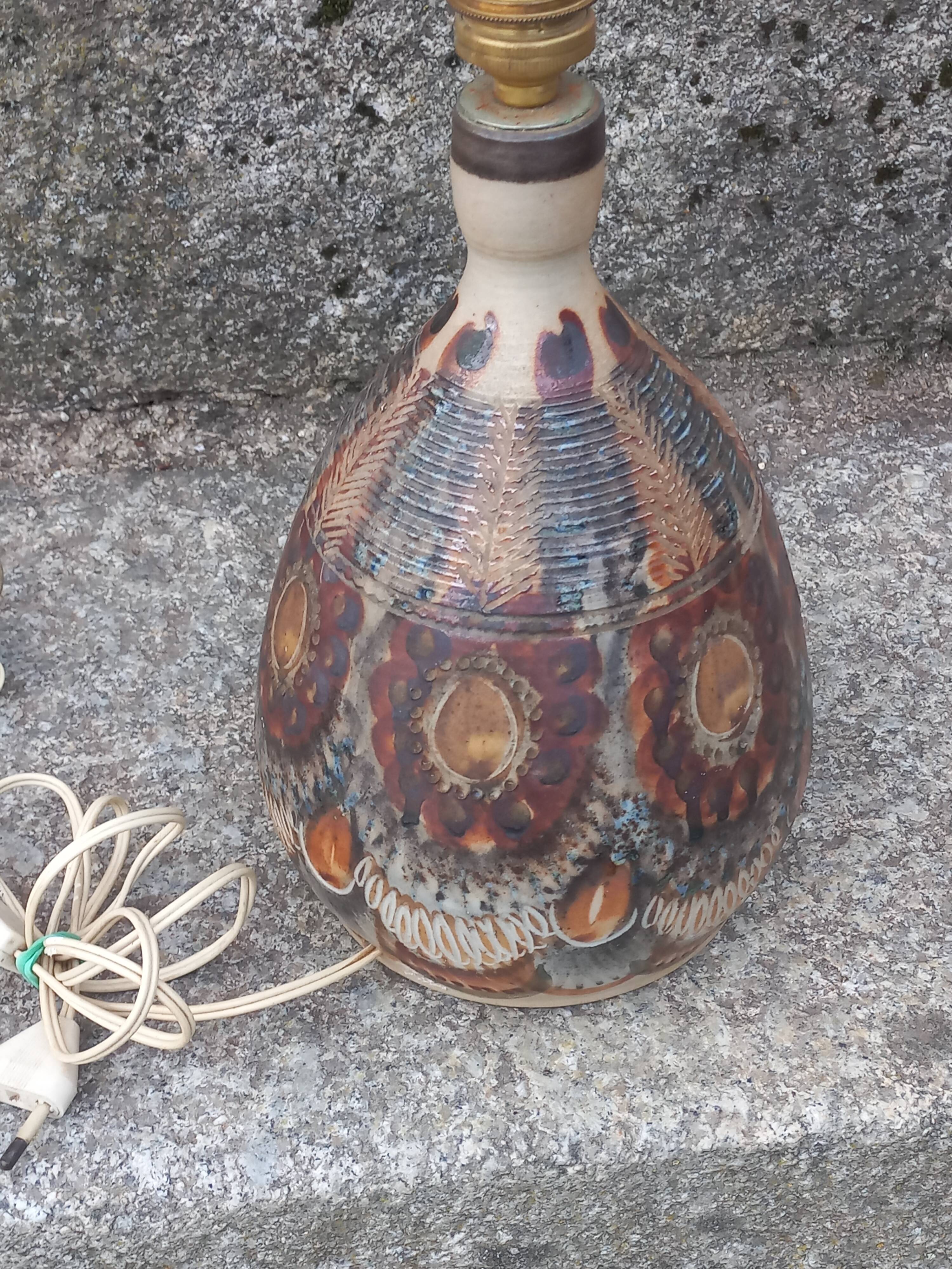 Set of 2 stoneware lamps by Jean Claude Courjault La Cerisaie.