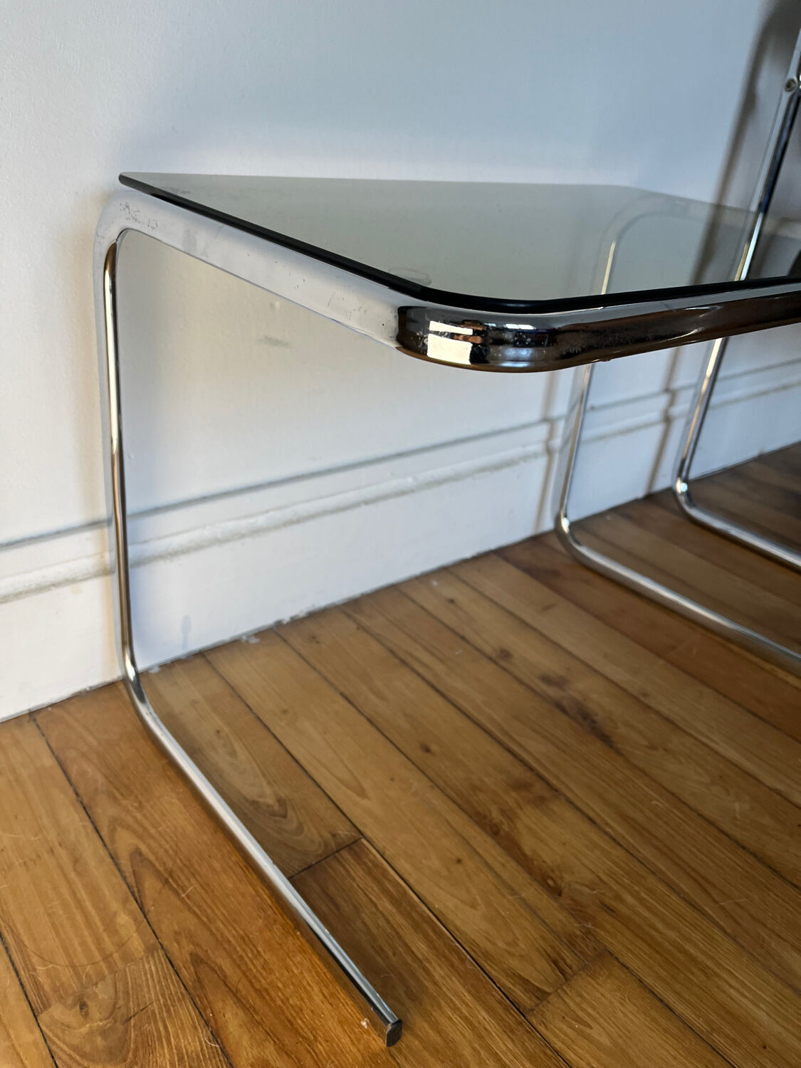 Vintage smoked glass side table