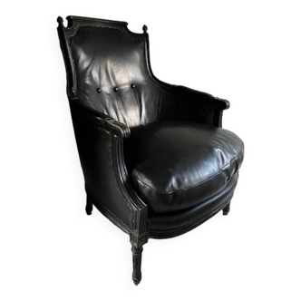 Bergère cuir noir