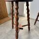 Set of 4 turned oak stools.