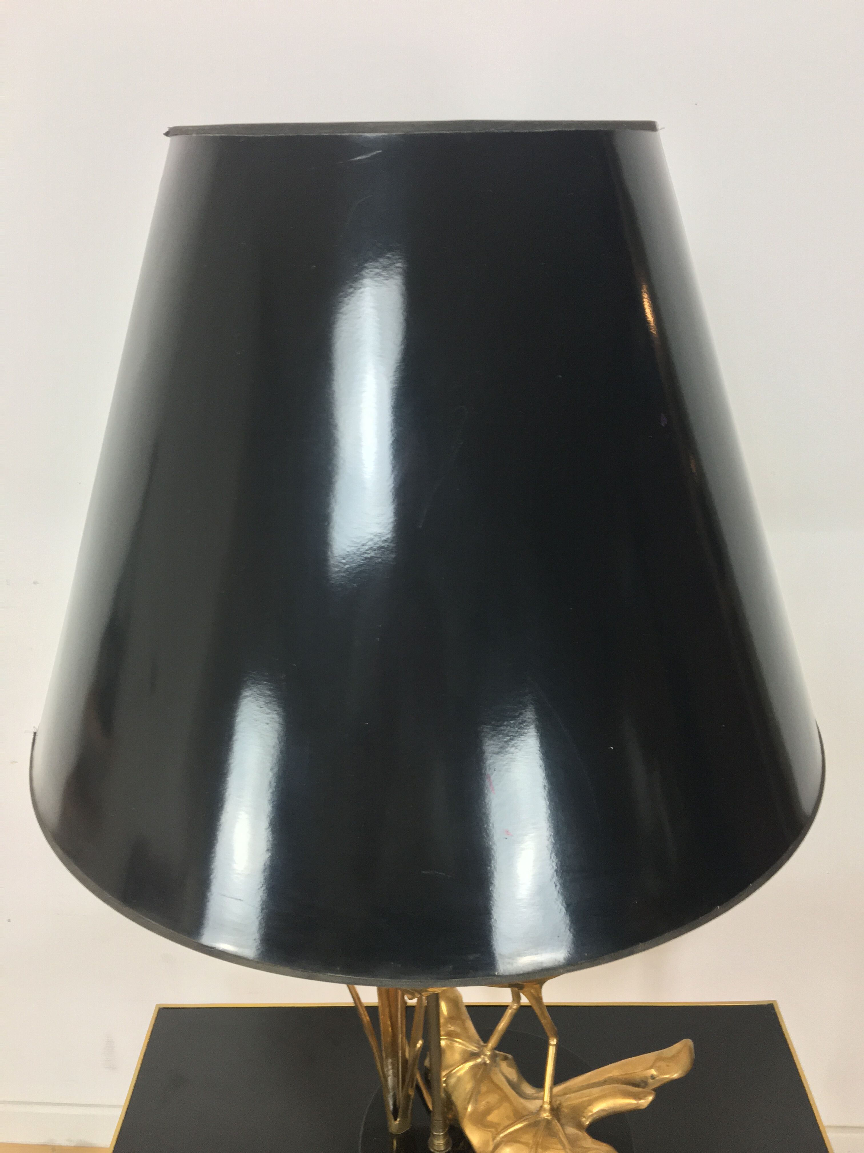 Heron lamp, golden brass animal style