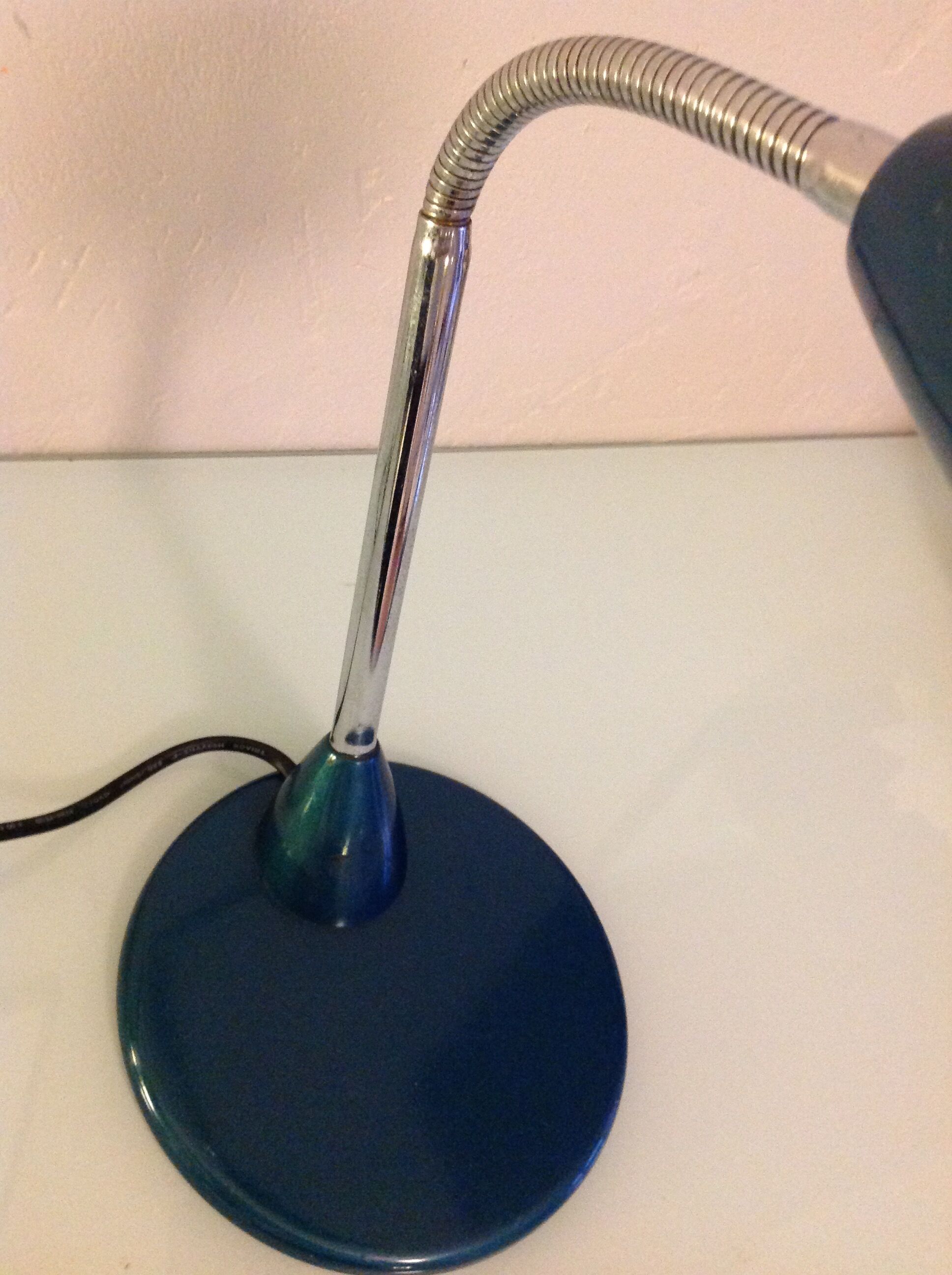 Desk lamp metal blue duck and chrome