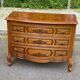 Curved bow commode Louis XV in solid wood and marquetry from the 1960s of the 20th century.
