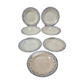 Set of 7 antique deep plates from Creil and Montereau, La Vallières service, 23 cm