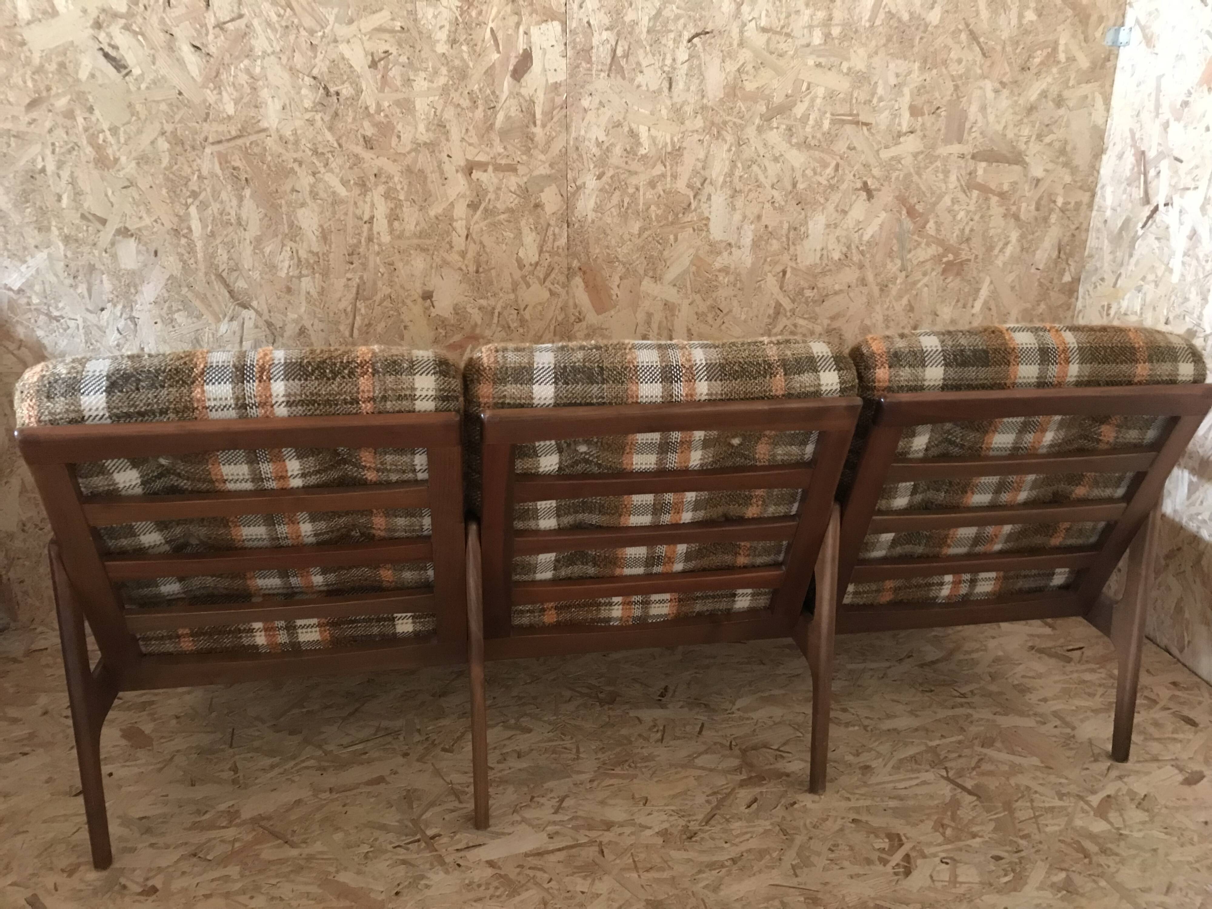 Vintage Scandinavian 3-seater sofa bench