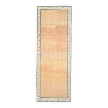 Tapis coureur vintage en laine et coton turc noué à la main orange 114x316