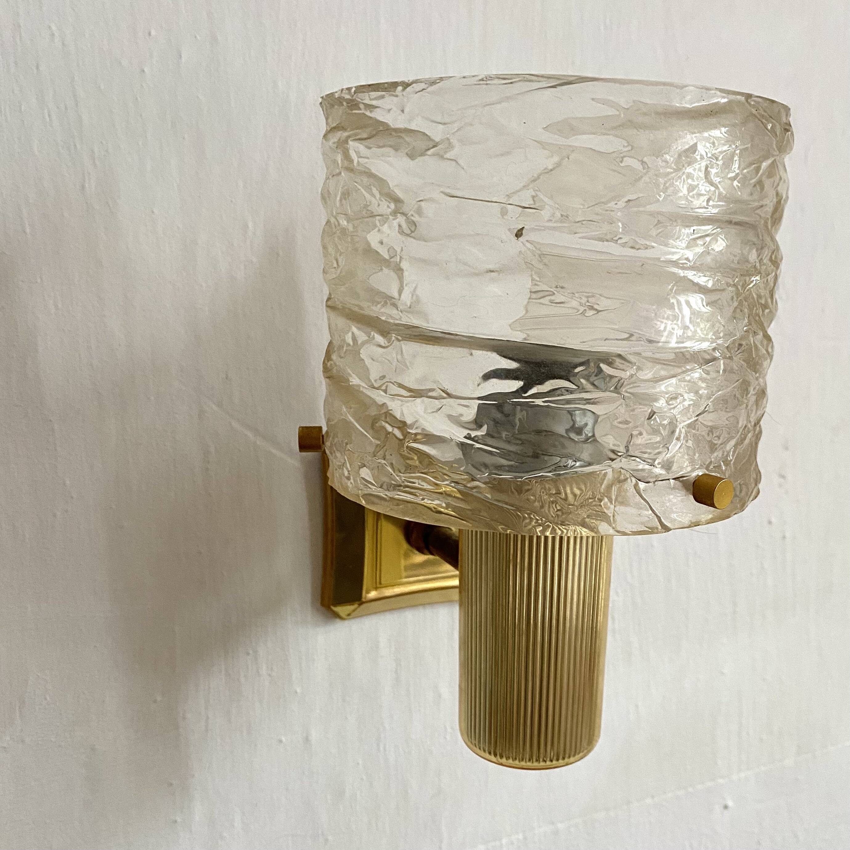Set of 4 60s wall lights in champagne-colored resin