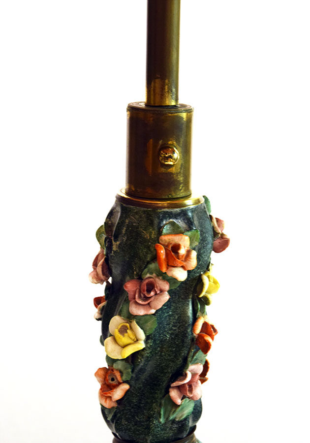 Ceramic floor lamp with little roses, 1950s