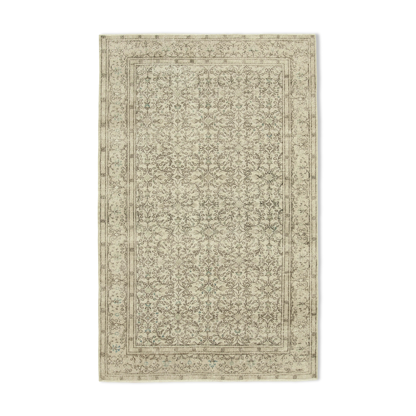 Handmade rustic oriental beige rug 194 cm x 313 cm