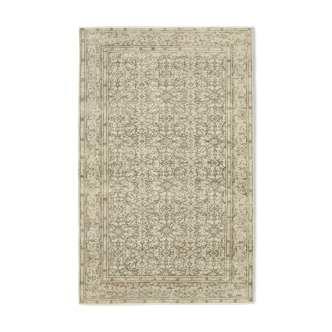 Tapis beige oriental rustique fait à la main 194 cm x 313 cm