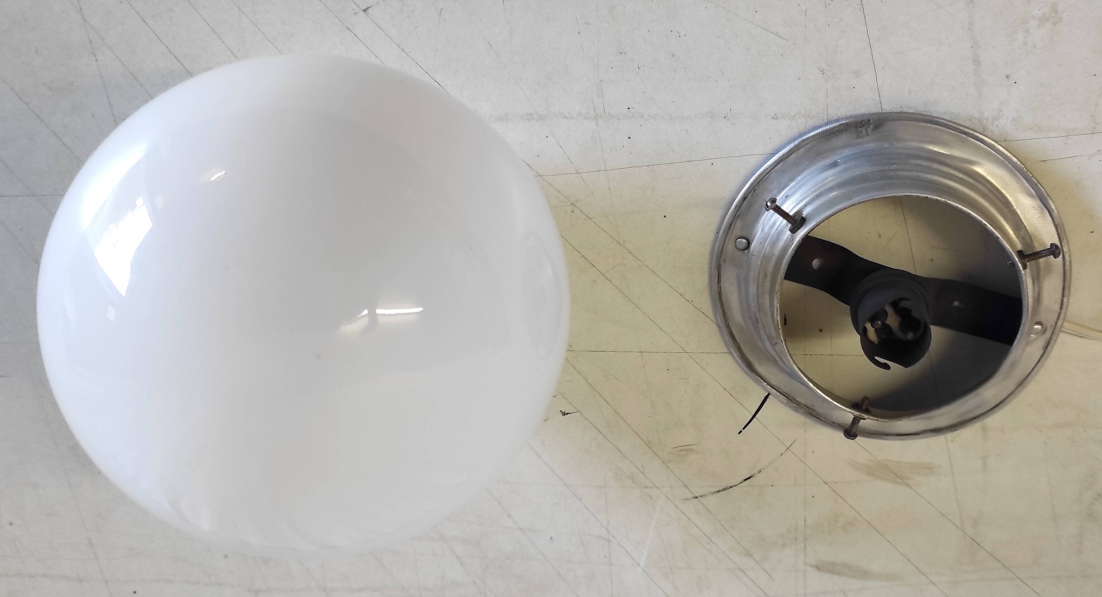 Opaline globe ceiling light diameter 15 cm - mid 20th century