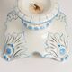 White and blue ceramic chandelier from the 20th century, France, 1960s.