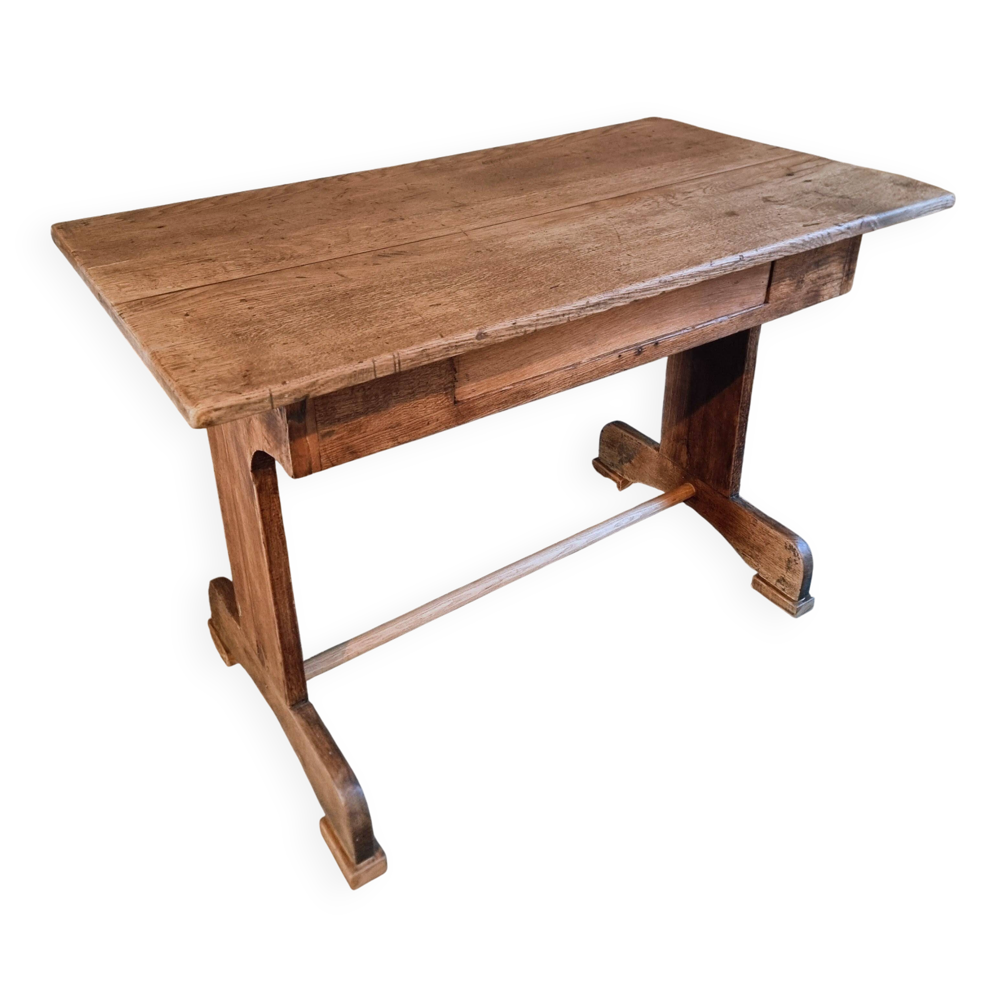 Antique trestle table in oak – France early 20th century – 110 cm