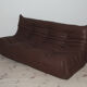 Togo 3 seater sofa in brown leather designed by Michel Ducaroy 1973