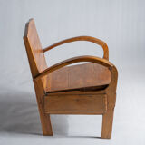 Fauteuil asiatique en lattes de bois upcyclé
