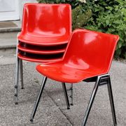 Set of 4 Modus red chairs by Tecno