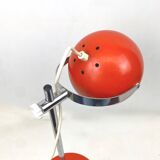 1960 - Italian orange eyeball desk lamp - adjustable globe