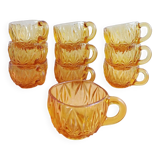 Set of 10 Hazel Atlas "Williamsport" Amber Punch Cups – 1970s