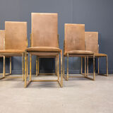 Brass dining chairs by Belgochrom, 1970s - set of 6