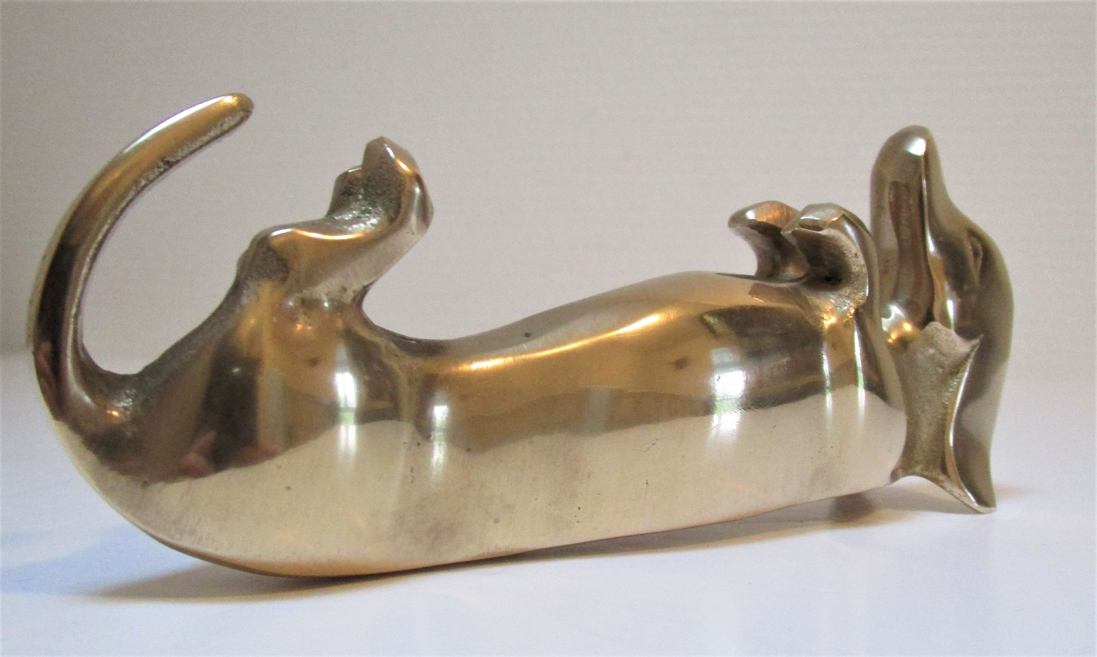 Dachshund solid brass vintage zoomorphic paperweight 60s-70s