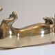 Dachshund solid brass vintage zoomorphic paperweight 60s-70s