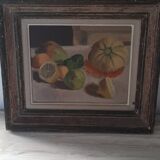 Old painting on cardboard still life