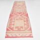 Tapis de couloir anatolien vintage rose et vert