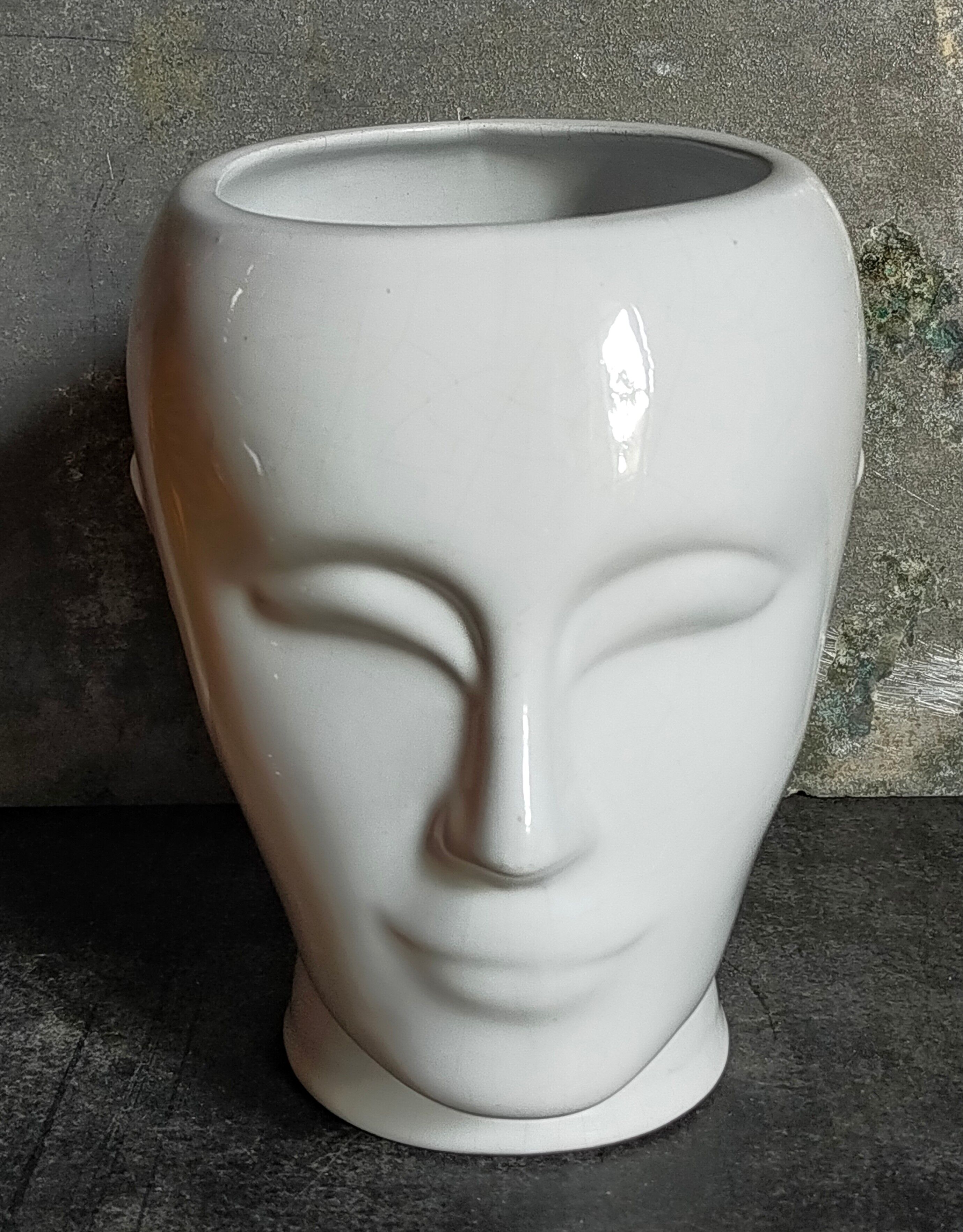 White ceramic pot cover vase 60s