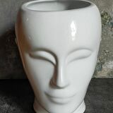 White ceramic pot cover vase 60s