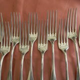 Set of 10 cutlery in silver white metal
