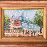 Paris View of the Moulin Rouge, boulevard Clichy and Sacré-Coeur Oil on canvas signed