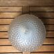 Old molded glass ceiling light + vintage white metal support