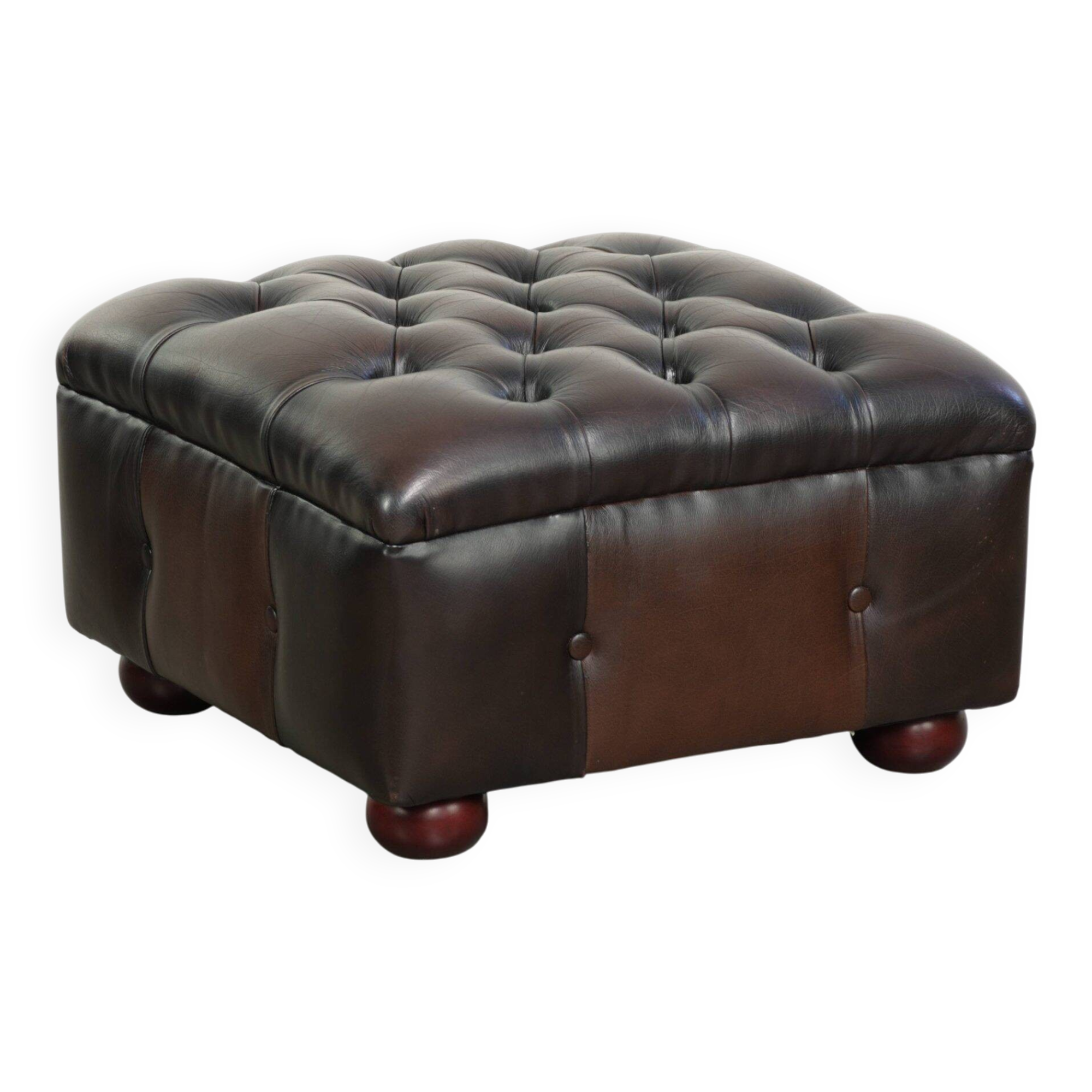 Cowhide Chesterfield ottoman with beautiful colours in English style