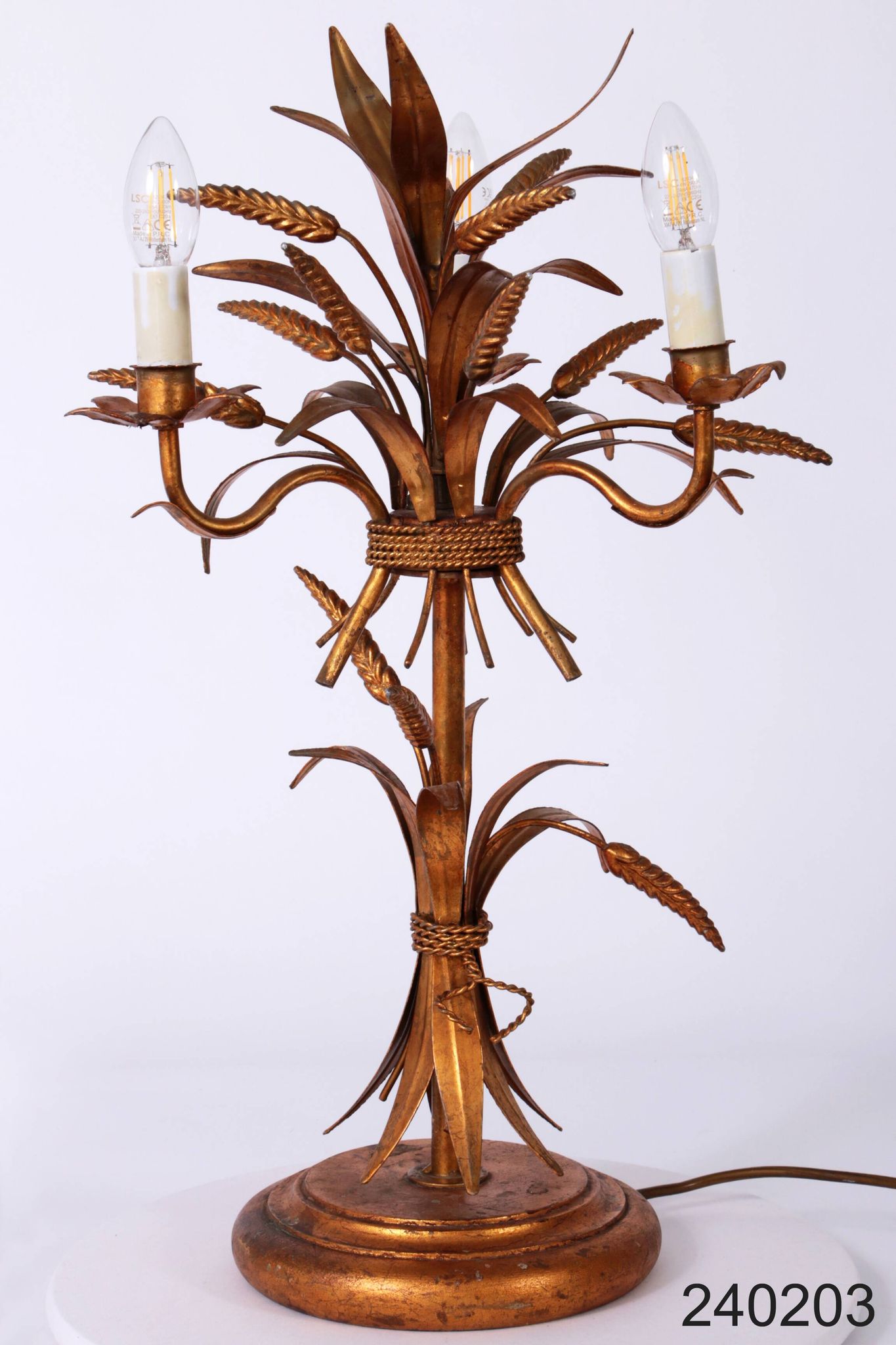 Gilt ‘Sheaf of Wheat’ Table Light, Florentine Table Lamp by Hans Kögl, 1960s