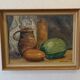 Vintage oil painting on plate "Still life".
