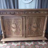 Old sandblasted walnut low sideboard