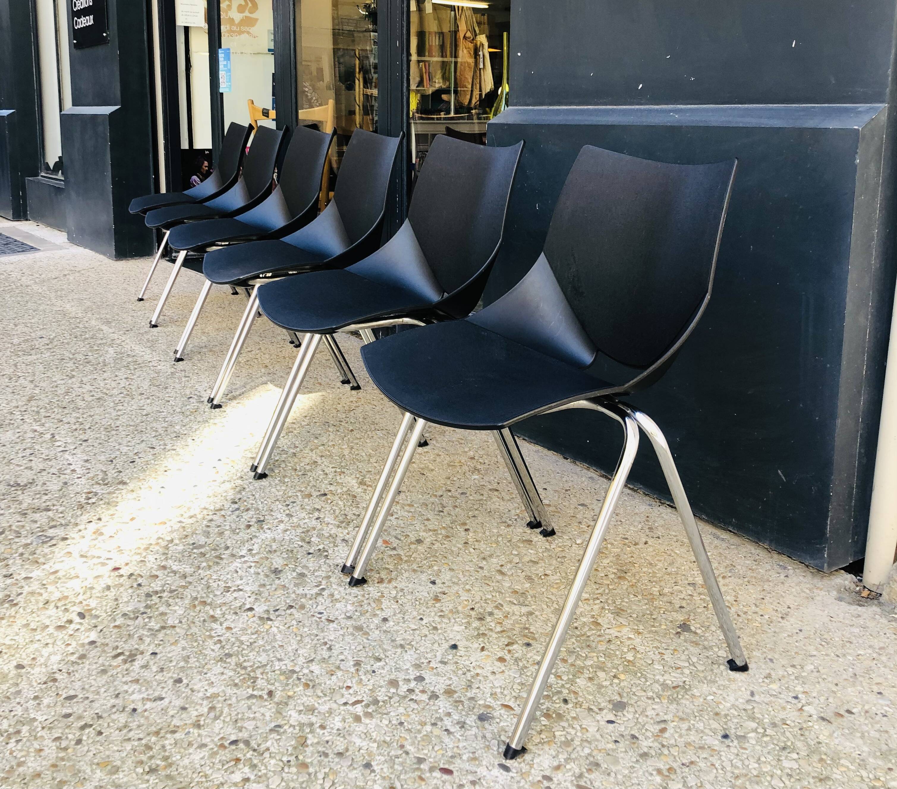 6 chaises noires SHELL