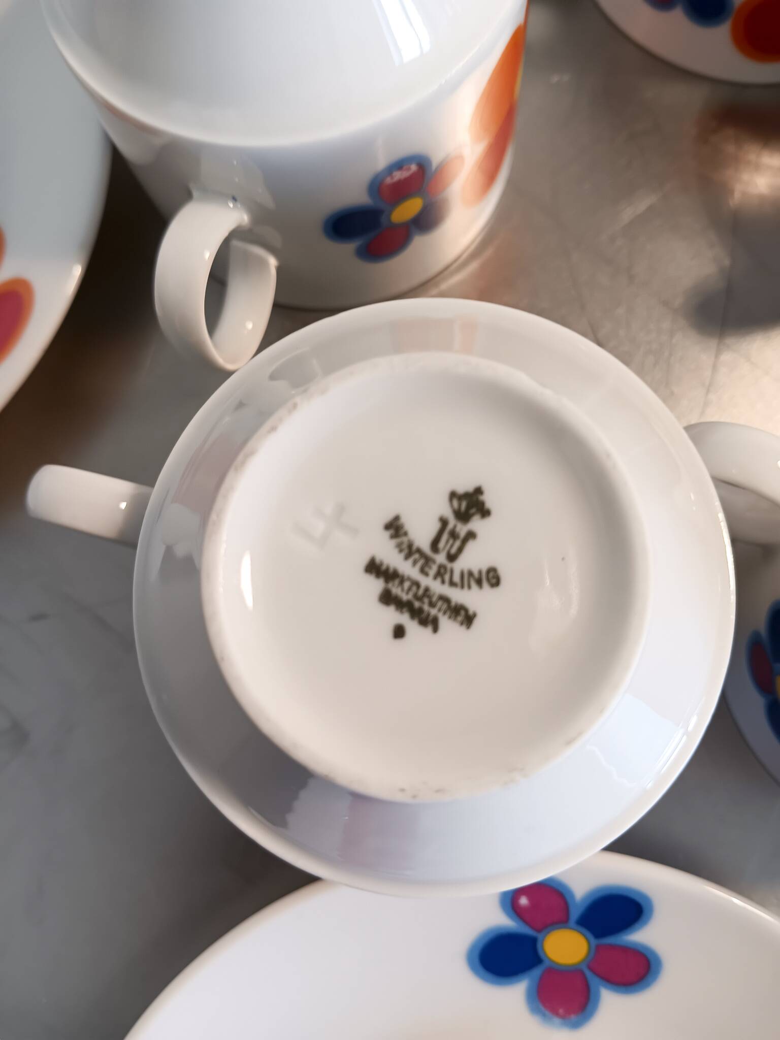 5 vintage cups. Manufacture Winterling Marktleuthen Bavaria - Floral patterns, 70s style