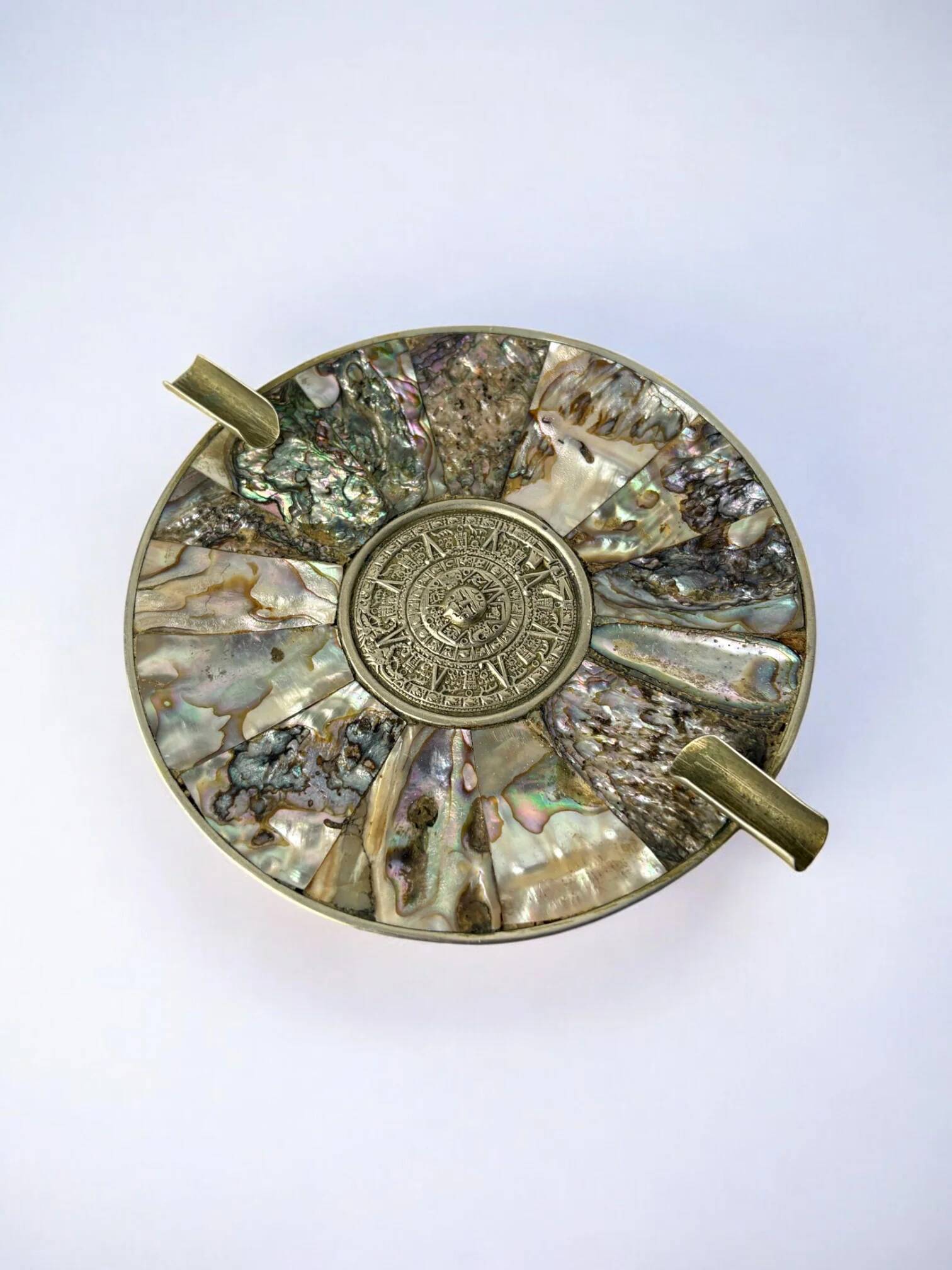 Abalone shell & alpaca ashtray, Mexico, 1970s