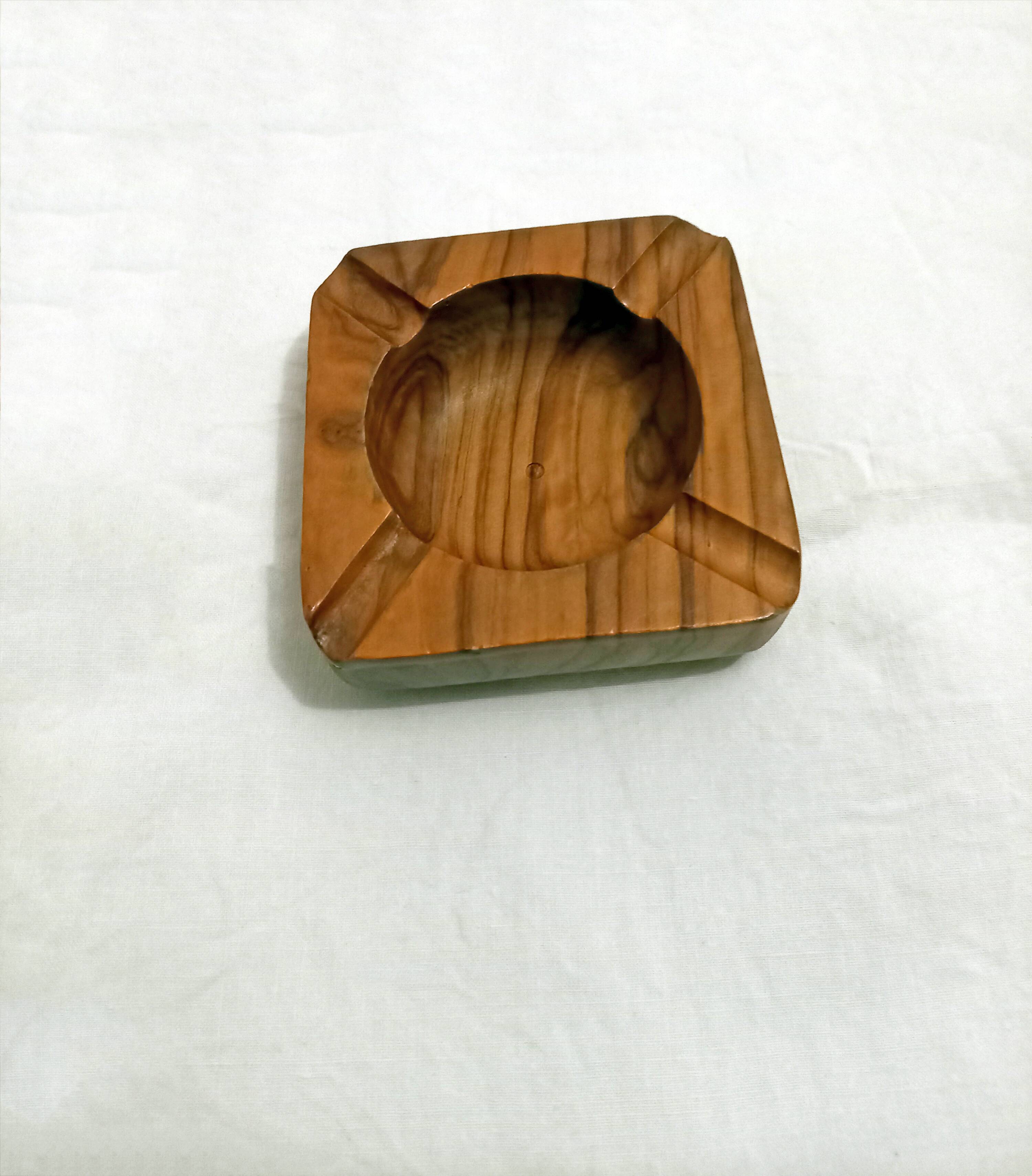 Old olive wood ashtray