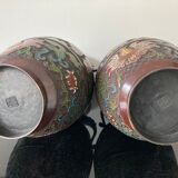 Pair of bronze baluster vases "meiji"