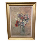 Bouquet/landscape, double reversible painting signed A. Viret