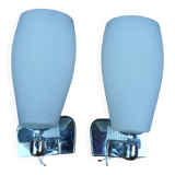 Pair of INDA adjustable white opaline chrome wall lights